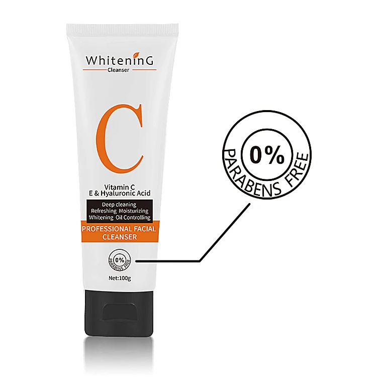 oem hot Sale Natural Organic VC Face Wash Anti Aging Whitening Deep Cleansing Vitamin C Foaming Facial Cleanser