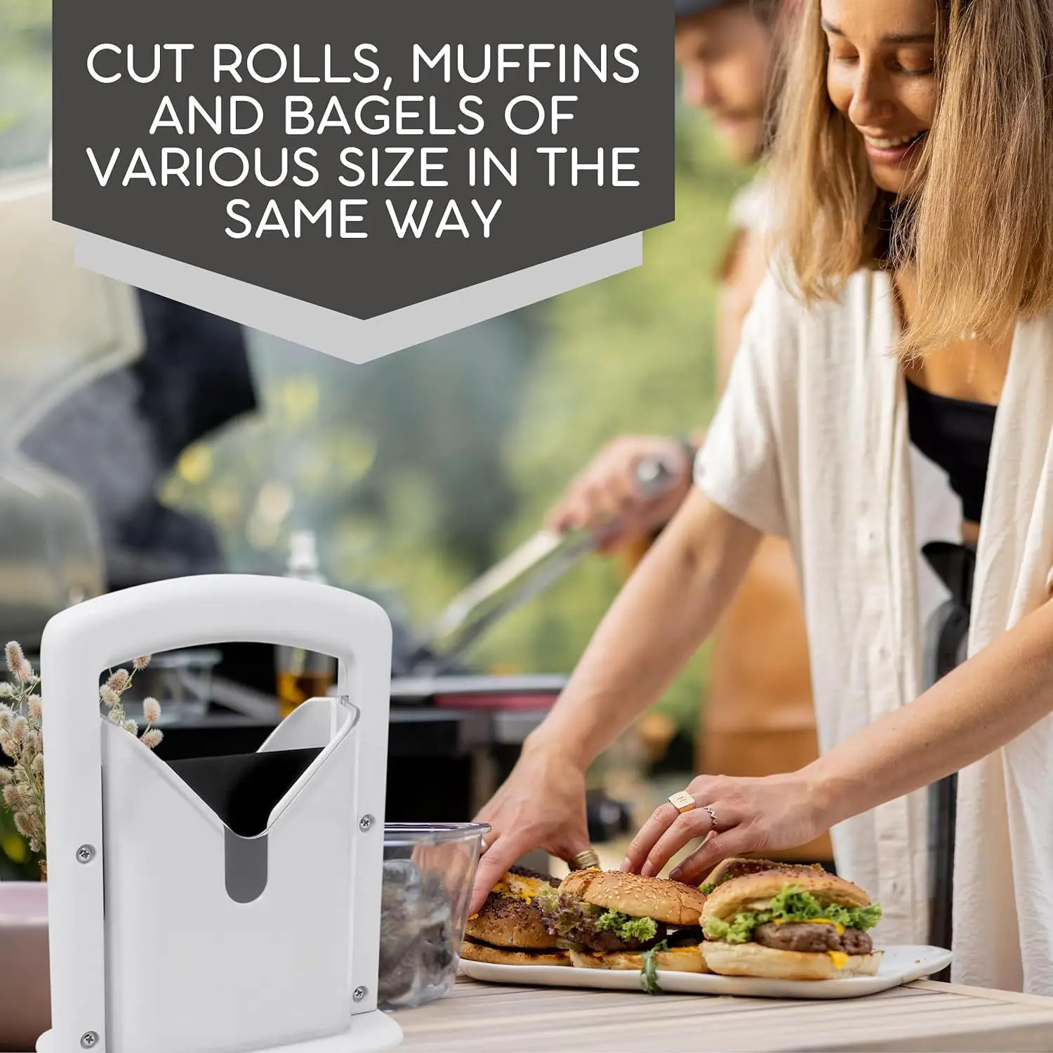 Hot Selling Stainless Steel Manual Bagel Guillotine Slicer Easy Grip Handle Bread Cutter Kitchen Accessories Baking Tools Metal