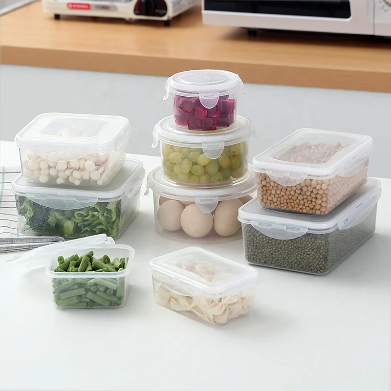 100% Food Grade Plastic Food Container With Lid Set Eco Friendly Round Food Container Box For Fruit