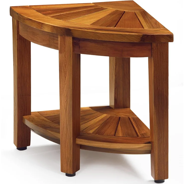 Teak Shower Stool Seat Bathroom Bench with Storage Shelf Bamboo Wooden Shower Seat Bench Shower Corner Bench