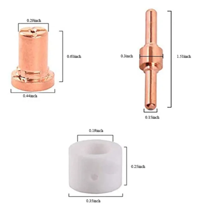 Plasma Cutting Consumable 40pcs PT31 LG40 Tip Nozzle Electrode Extended Shroud Shield Cup Kit
