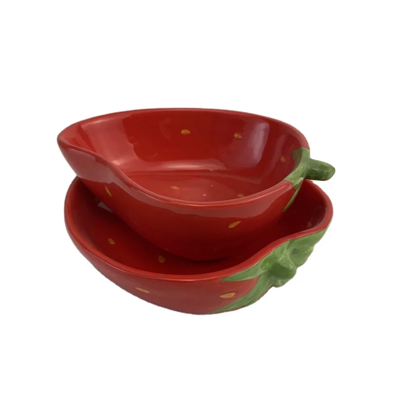 Creative pottery spice plate snack bowl cute hand painted ceramic candy snack fruit platter