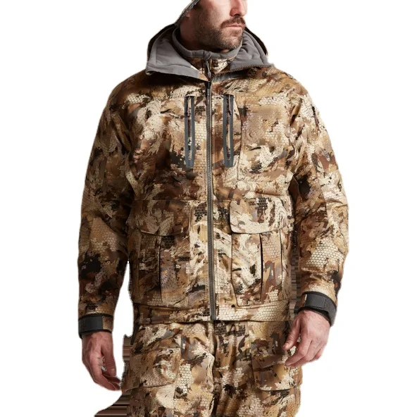 camouflage jungle desert stealth outdoor wear-resistant Stretch nylon three layer  fabric padded hunting jacket hunting clothes