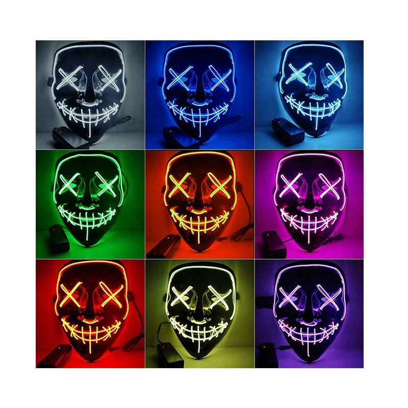 Halloween Led Mask Party Masque Masquerade Masks Neon Light Mascara Horror Glowing Masker