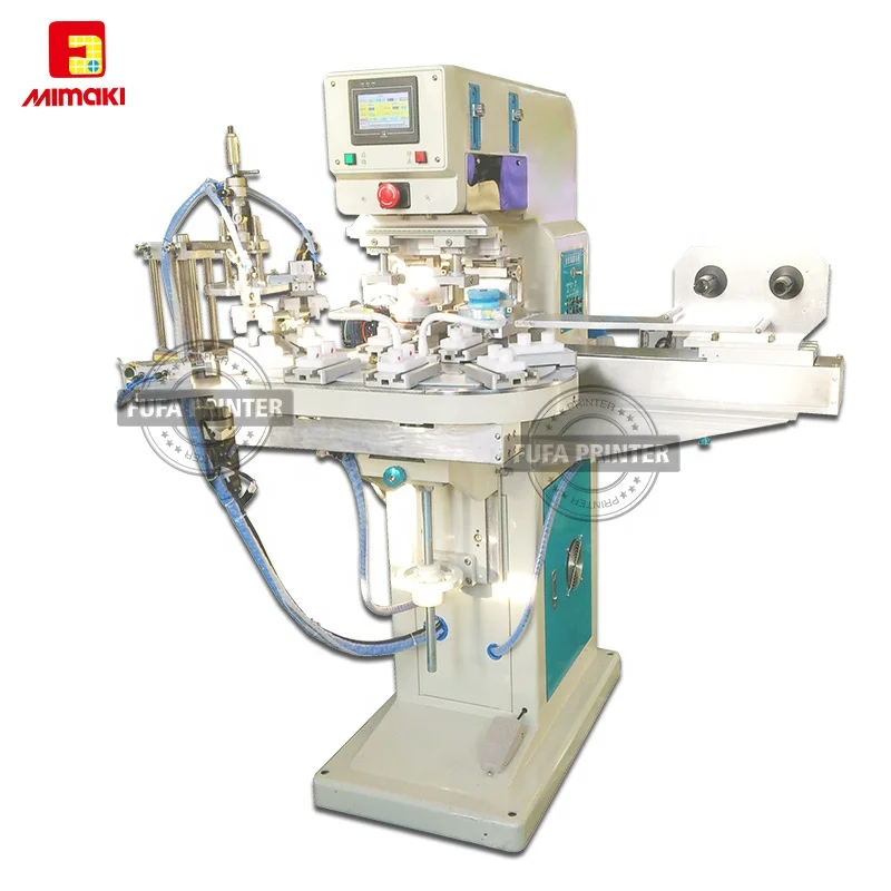 Semi-automatic Pneumatic Two-color Ink Cup Pad Printer With Conveyor / auto feeding objects