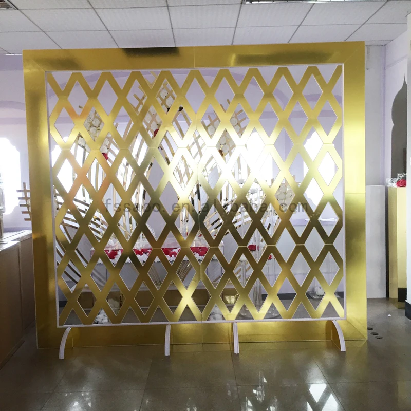 Luxury Modern Fancy Palace Golden High Large Wedding Events Banquet Backdrop Wedding Supplies for Event  Decoration Backdrop