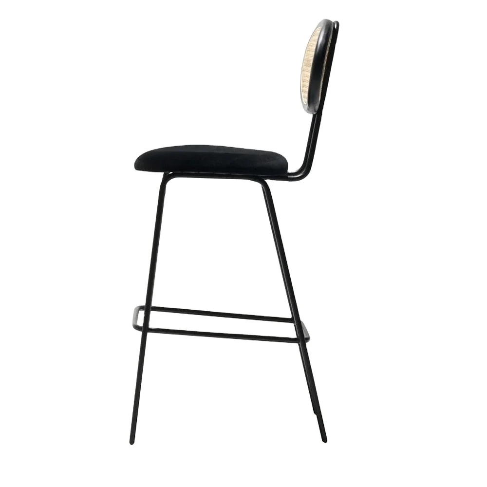 Nordic style bar chairs Modern Rattan dining chair bar stool high chair High Bar Stool For Kitchen  With Beech metal Legs