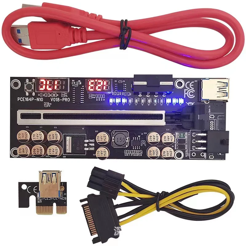 Новейшие переходники для графического процессора с индикаторами температуры и мощности 10 конденсаторов V018 Pro переходник PCIE VER018 карта графической