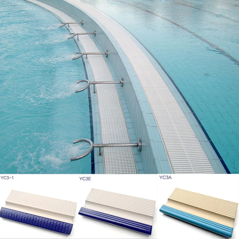 Top quality light blue ceramic swimming pool border tiles for pool coping