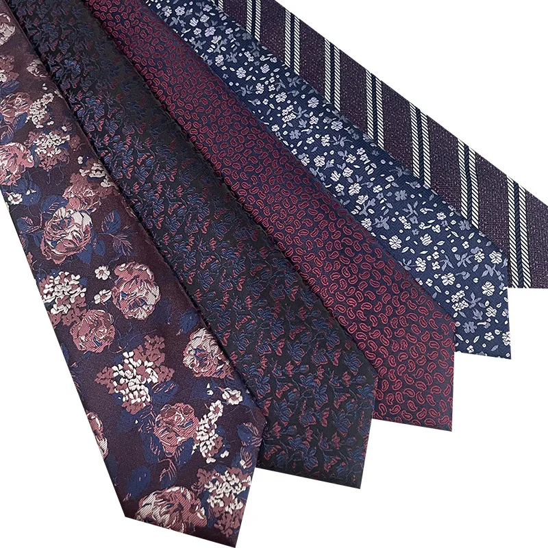 Новый высококачественный Классический мужской галстук красный синий полосатый цветочный жаккардовый из микрофибры 7 5 см тканый