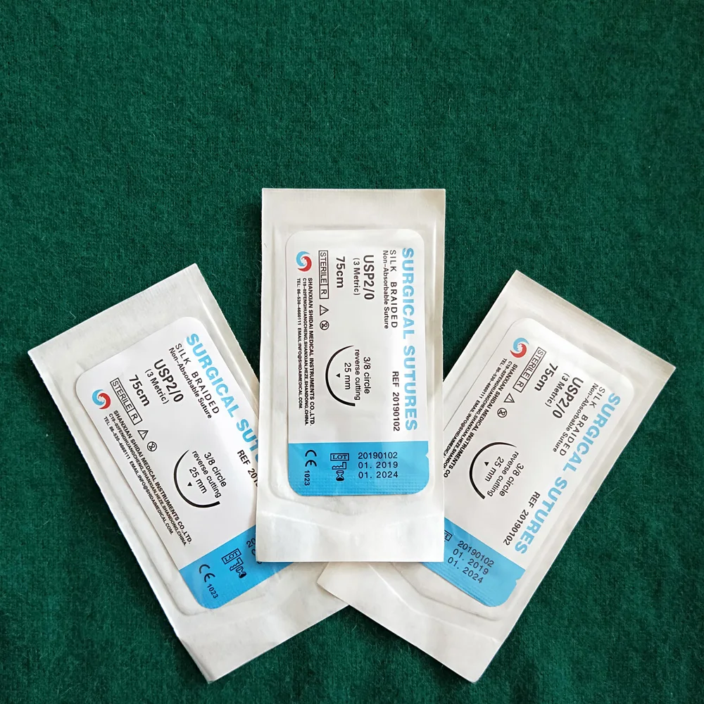 high quality of disposable Non-absorbable surgical silk thread/suture materials