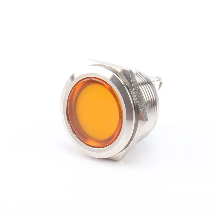 Промышленная Водонепроницаемая 22 мм желтая металлическая сигнальная лампа/светодиодный индикатор с проводом 150 мм 3 в 6 в 12 В 24 в 110 В 220 В