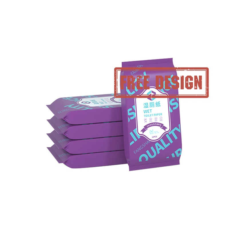 Custom Mini Pack Toilet wipes wet toilet paper flushable toilet wet tissue8pcs