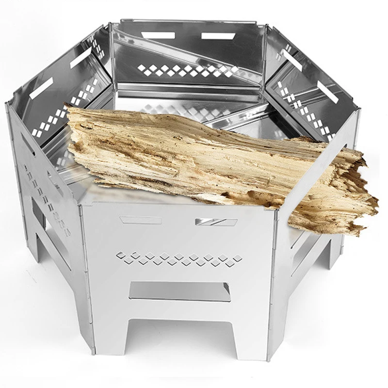 Stainless Steel Feuerstelle Outdoor Charcoal Brasero Plancha Hexagonal Style Brasero Grill