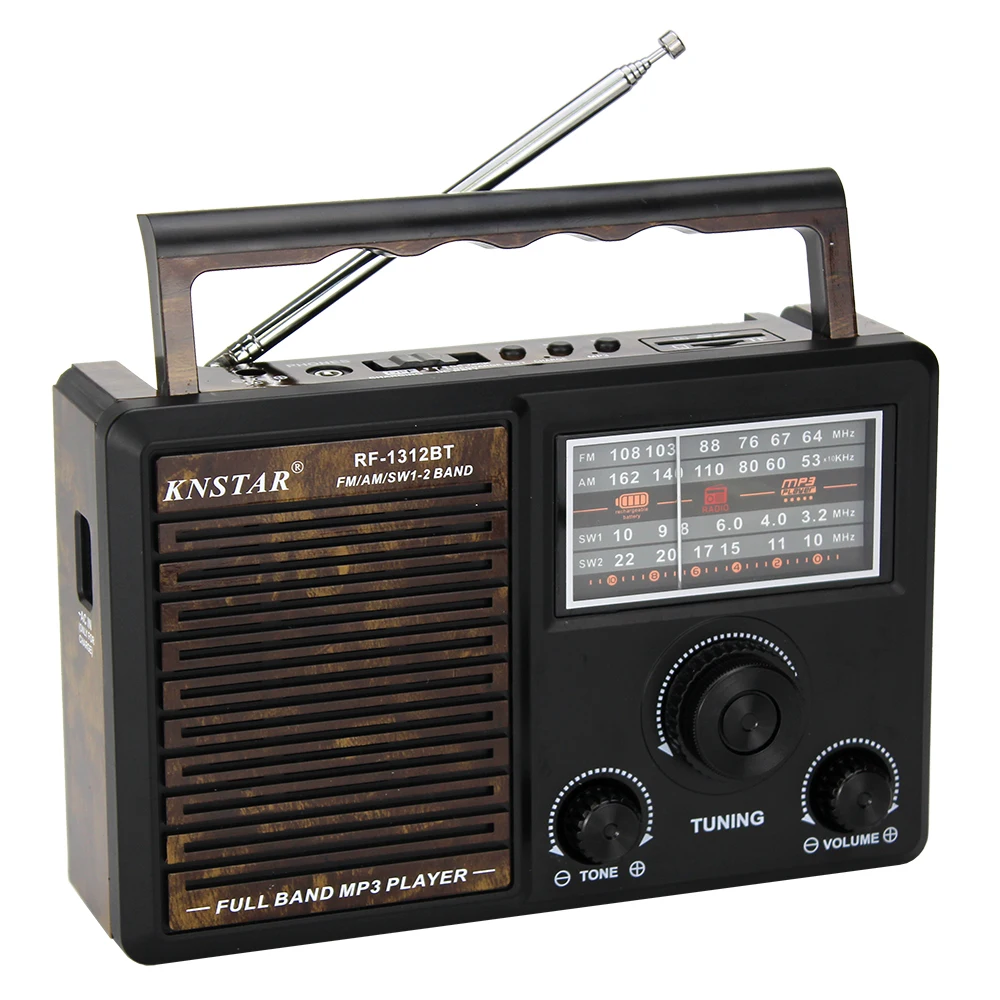 2022 новые knstar портативный am fm ЕО 4 диапазонное радио AC DC перезаряжаемый полный диапазон в винтажном стиле RF-1312BT