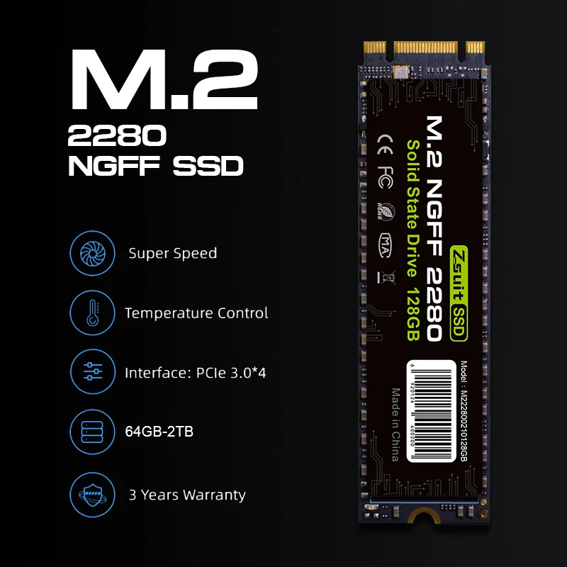 ZSUIT M2 1TB PCIe NVMe 2280MM M.2 SSD Internal Solid State Disk Drive Hard Disk For Laptop Desktop