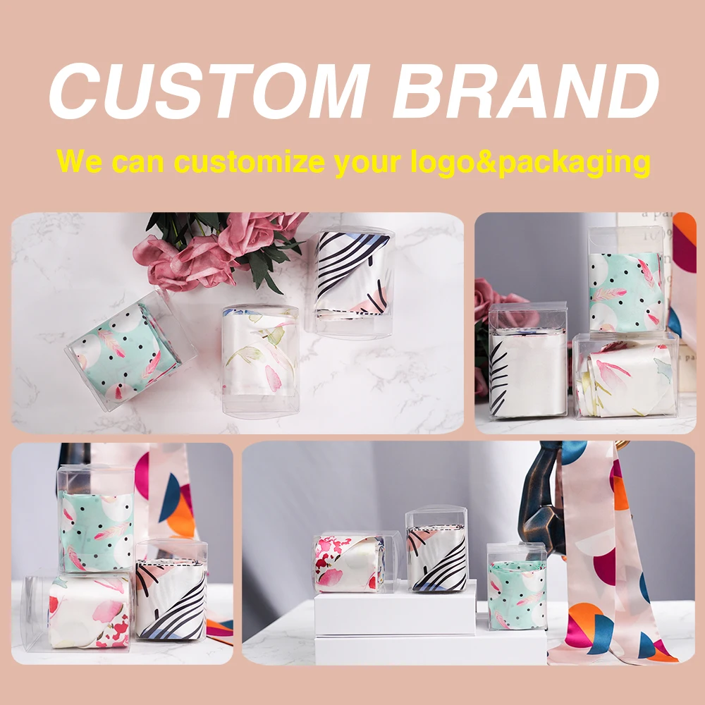 2022 Hot Scarf Ribbon Silk Custom Design Spring Women  Hairband Handbag Women Satin Scarf