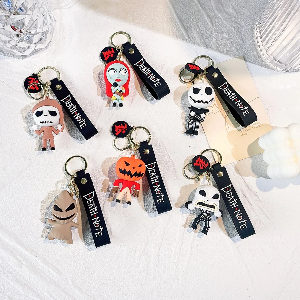 wholesale 3d pvc rubber jack and sally halloween keychain bag pendant The Nightmare Before Christmas horror keychain