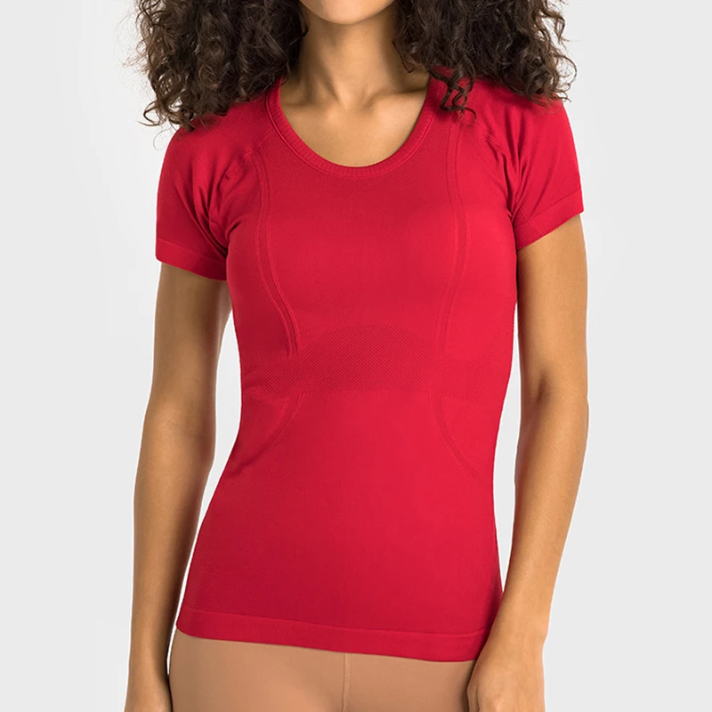 wholesale women o-neck t-shirt summer slim fit running sport t shirt women running tshirt custom logo quick dry fitness top
