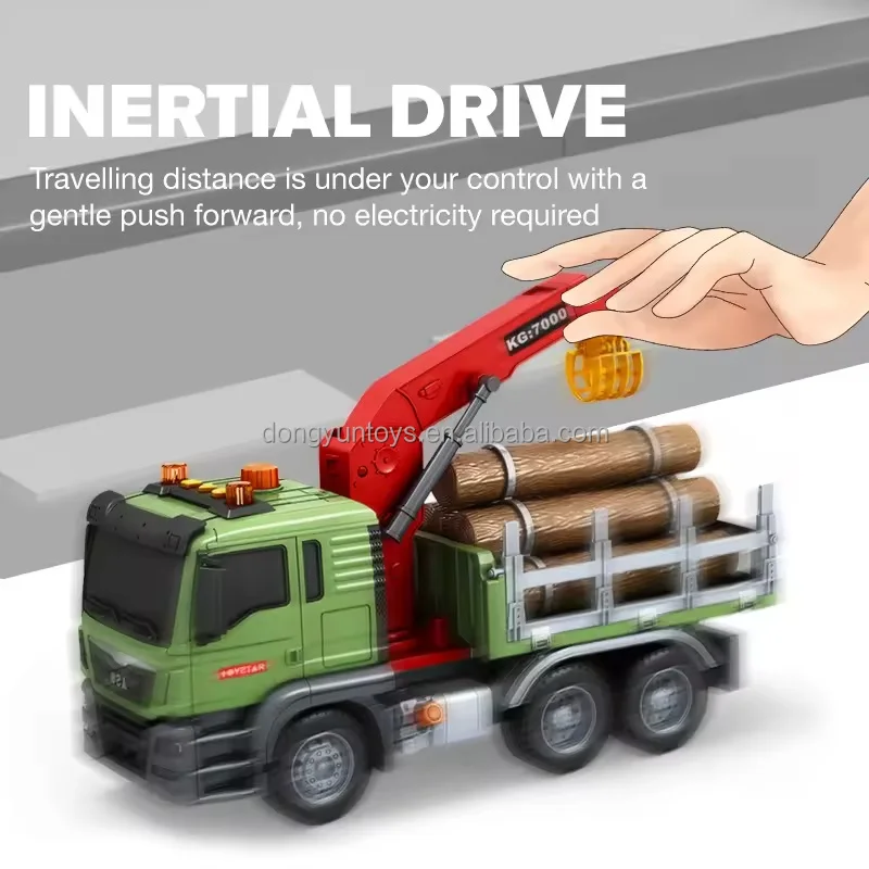 Timber transport truck inertia logging truck with sound and light friction power garbage sorting transport vehicle for kids gift