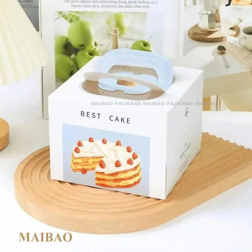 Food Grade Paper Gift Box Portable Candy Cookie Snack Packaging Birthday Party Supplies With Handle