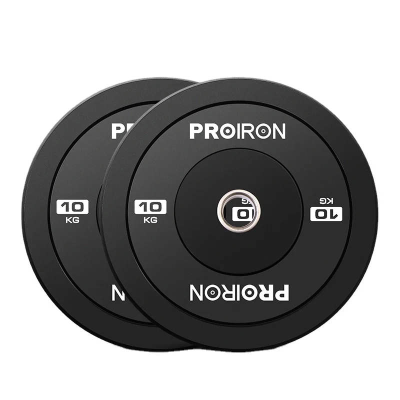PROIRON 10 kg black 2inch dia hole Weight discs wholesale black barbell rubber bumper weight  plate