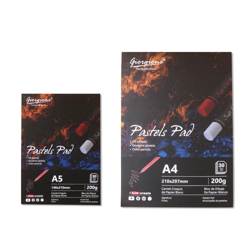 Wholesale High Quality 200gsm A5 Art Paper Black Oil Pastel Sketch Book for Students and Suppliers
