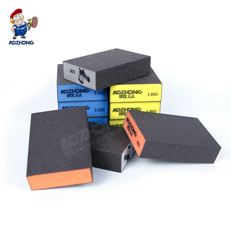 Hand Sanding Block 120 Grit Aluminum Oxide Sanding Sponge Block for Wood grinding