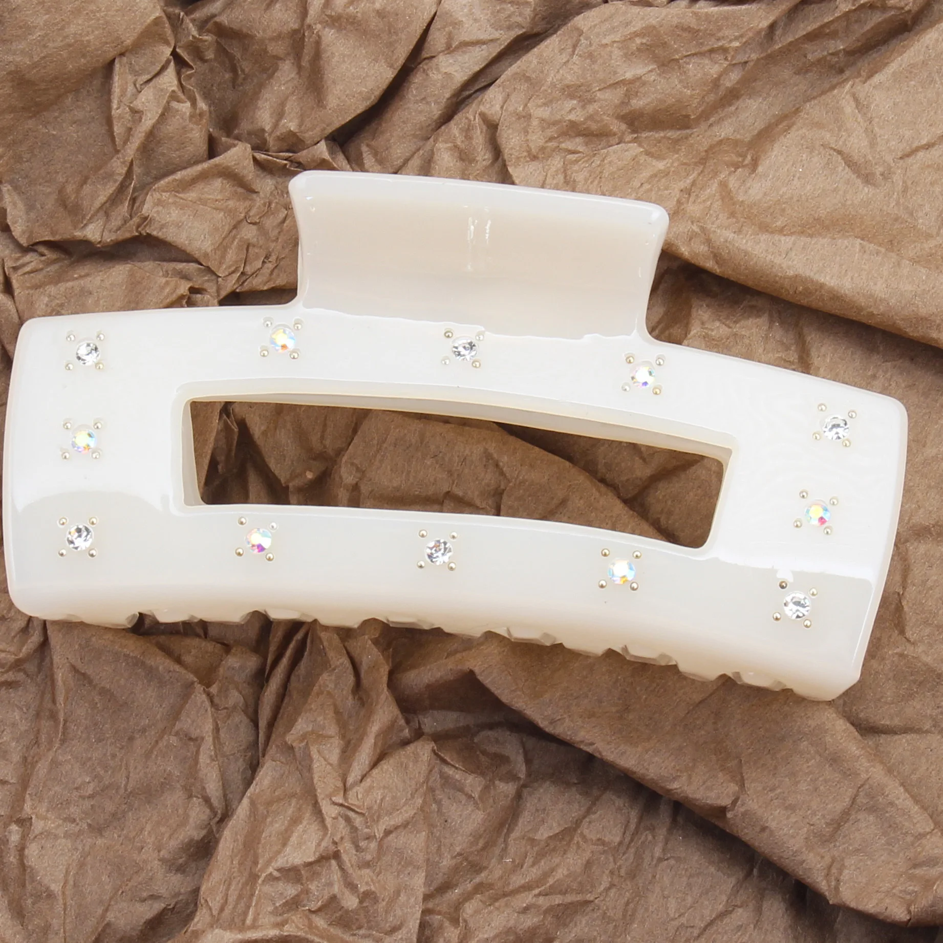 New hollow square inlaid diamond acetic acid clip fashion temperament shark clip hairpin hair accessories