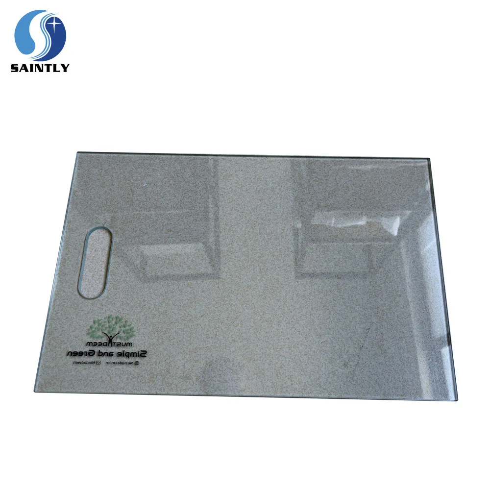 China Manufacturer Wholesale 4mm 5mm Printed clear Tempered Glass Cutting Boards With Hole for Hand