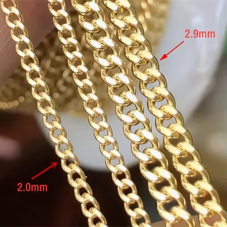 New  14K Gold Filled Bulk  Cuban Link Chain for women Jewelry Making Necklaces Bracelet Sterling Silver 925