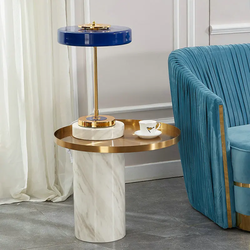 Runxi Luxury end table design small marble base round side table for living room furniture