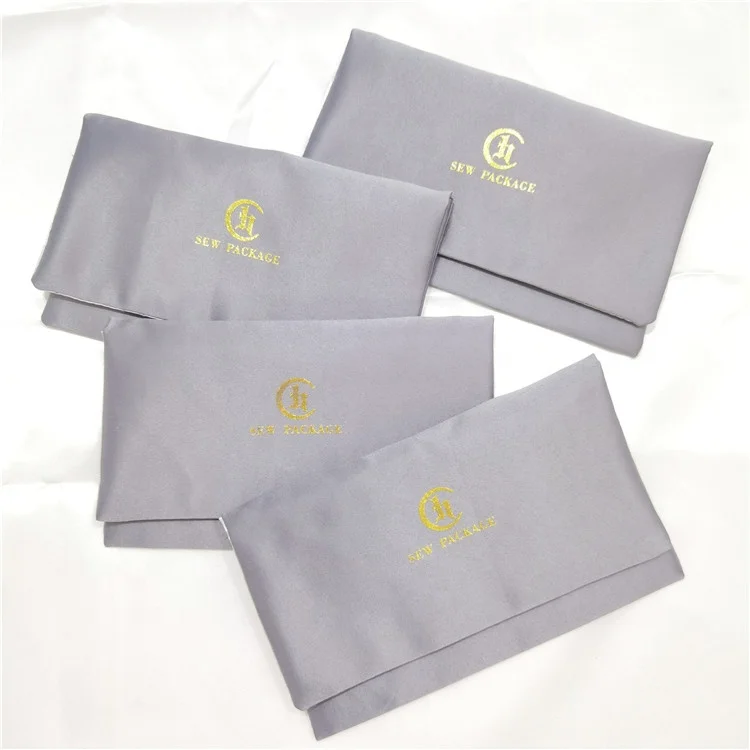 Chuanghua Customize Gray Envelope Satin Bag Dust Cover Satin Bags Purse Satin Clothing Bag Silk Envelop Packaging
