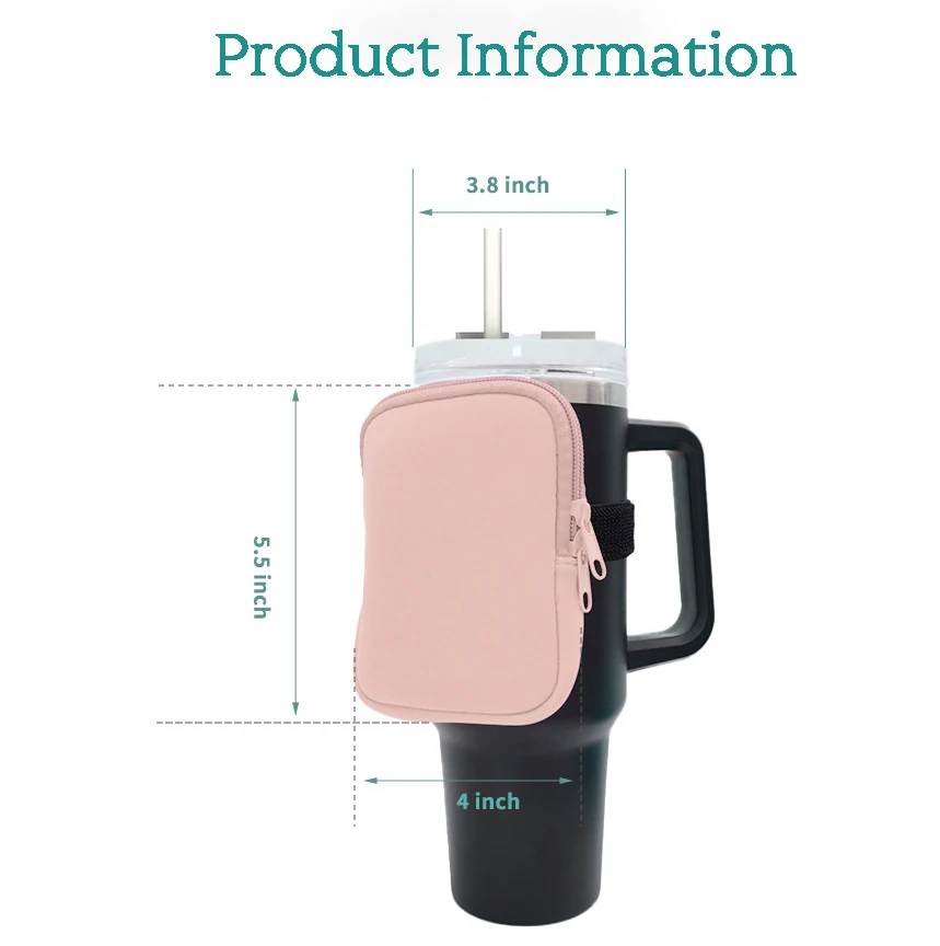 Neoprene Water Bottle Pouch Tumbler Bag Gym Fitness Accessories Stanley Cup Bag for 40oz 20oz 30oz with Adjustable Strap