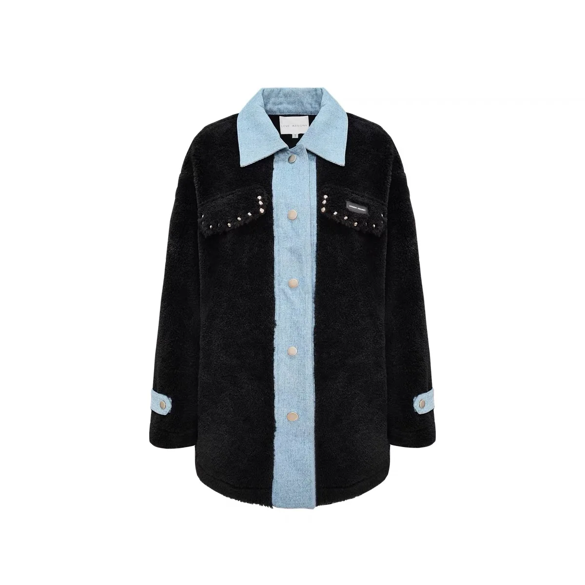Denim patchwork wool jacket