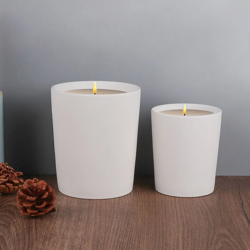 Wholesale In Bulk Home Decor Matte White Scented Candle Jar Porcelain Candle Holders