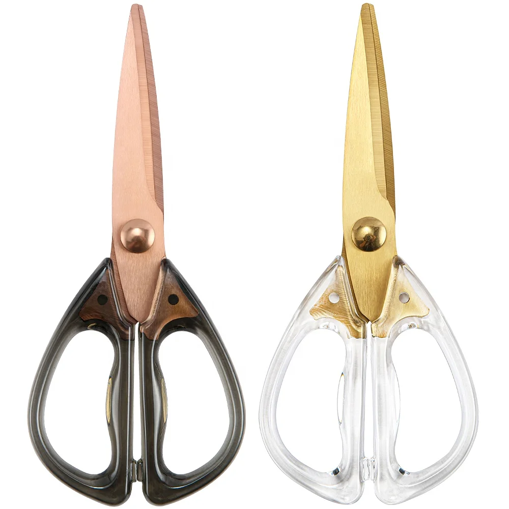 New Design Transparent Acrylic And Gold Scissors Multifunctional Kitchen Scissors Cutting Scissors