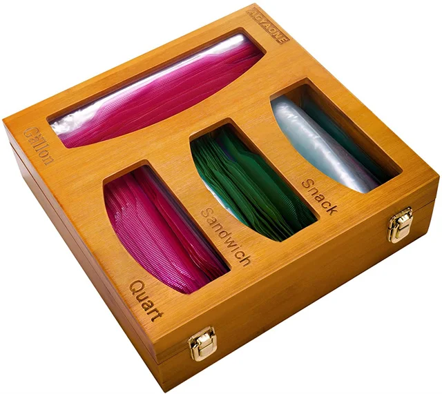 Ziplock Bag Storage Organizer  For Kitchen Organization,Openable Top Lids,Suitable For Sandwich,Gallon, Quart & Snack Variety Si