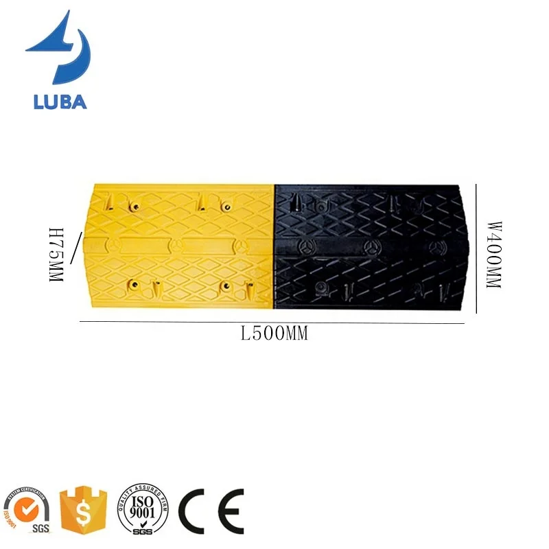 500*400*75 мм прочная Светоотражающая Резина Decelarate Speed Bump Автомобильная резиновая рампа Hump
