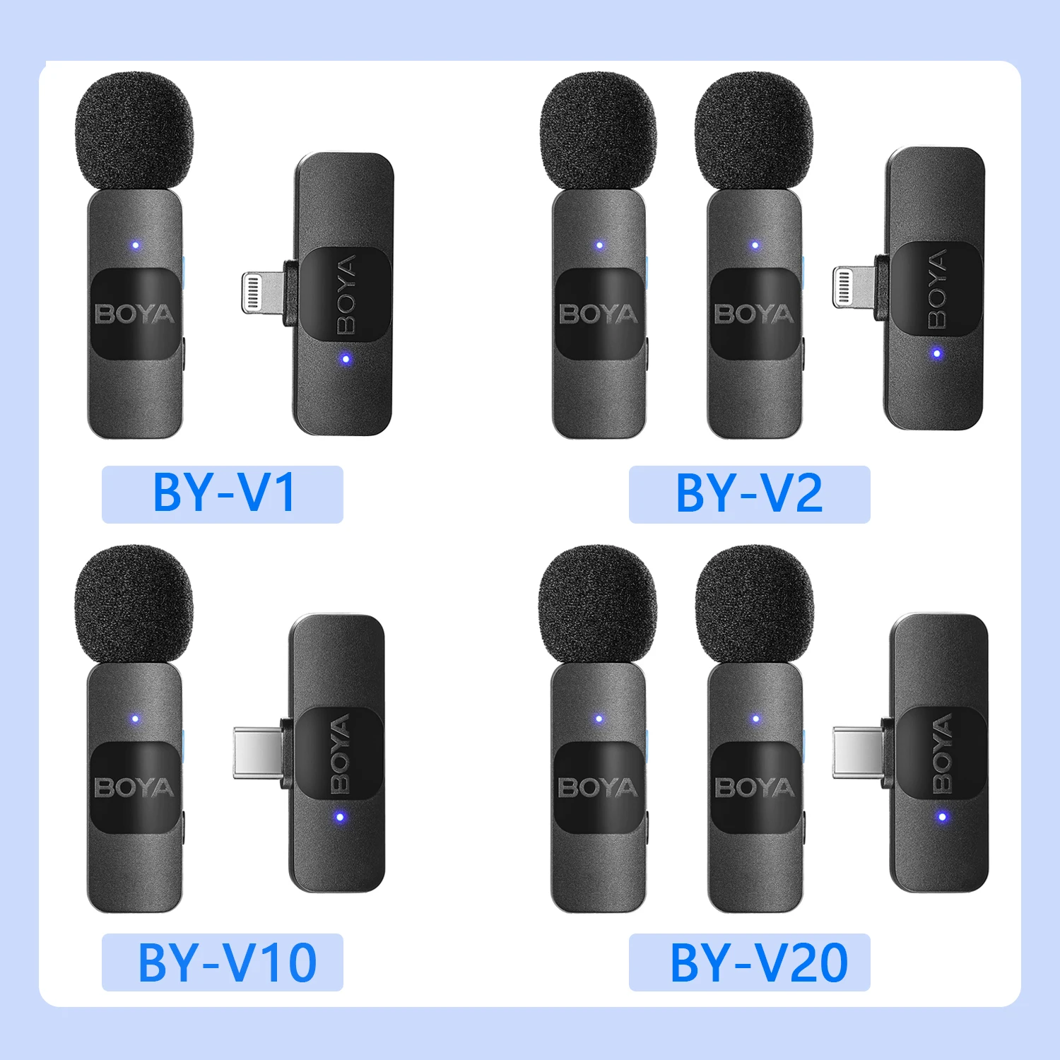 BOYA BY-V2 Video Recording Interview Live Streaming Cancellation Omnidirectional Wireless Lavalier Microphone for iPhone iPad
