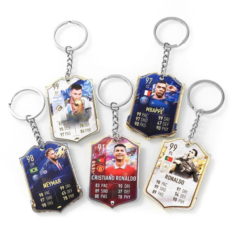 Custom Acrylic Football Player Star Card Key Chain Soccer Star  Key Ring  Promotional Gift Car KeyChain