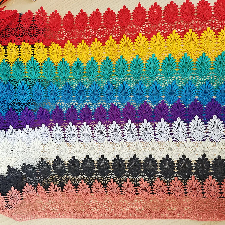 Factory production of embroidered water-soluble polyester lace DIY wedding dress lace fabric trim