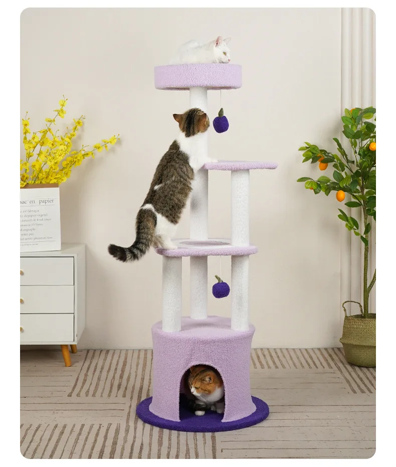 wooden scratch climbing tower fashion Furniture Condo Play Pet Scratch Post Cat Tree