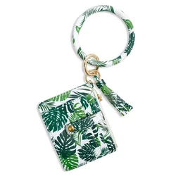 Hotsale Wrist key ring PU card wallet Zipper wallet bracelet key ring