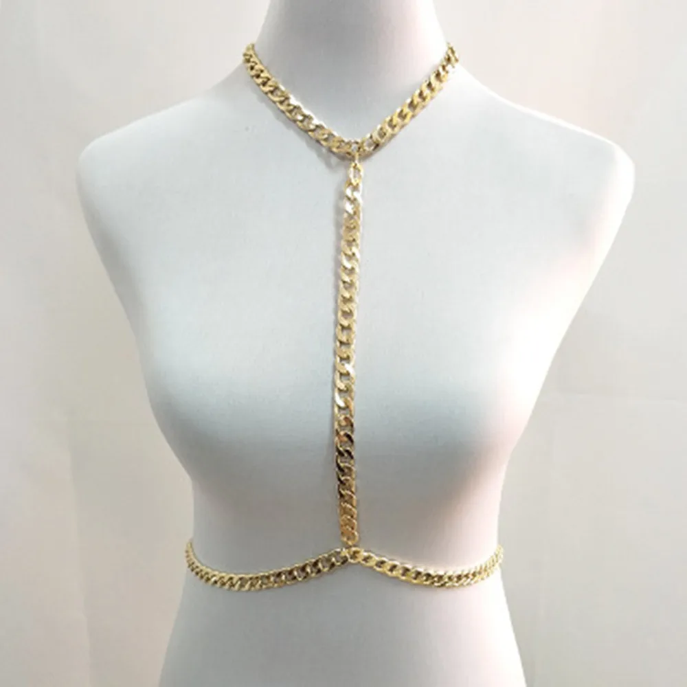  Sexy Metal Body Chain Necklace Harness Gothic Jewelry for Women Summer Beach Belly Waist Belt Accessories