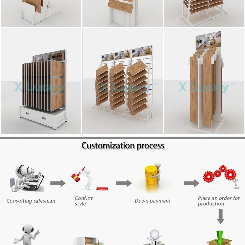 rotating large page turning stone display stand,wood floor sample display rack parquet display