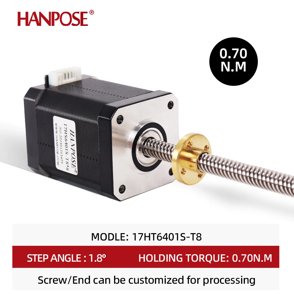 42 screw motor 1.8 degrees 17HS6401S-T8*8 screw motor screw 200mm length 1.7A 70N.cm torque  12v nema17 stepper motor