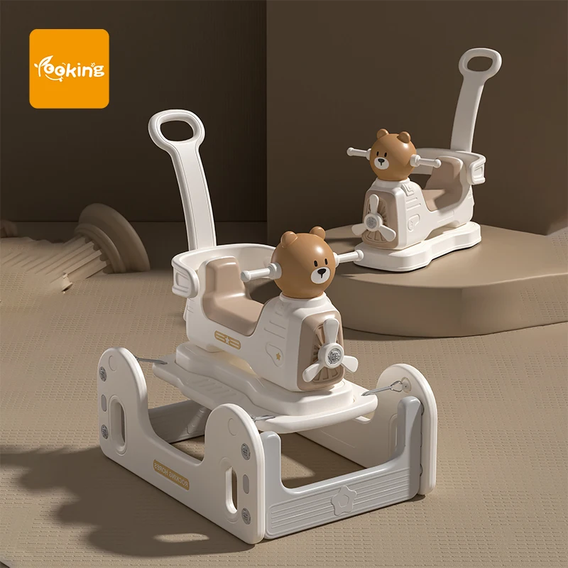 Cartoon 2 In 1 Plastic Multi Function Plastic Rocking Horse For Kids Ride-ons Animal Rider