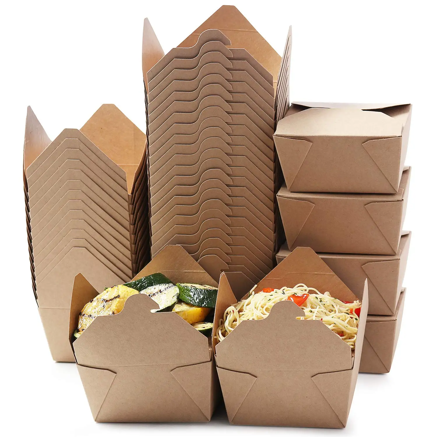 Wholesale Custom Printed  disposable take out fast food packaging brown paper lunch boxes for Chicken KFC