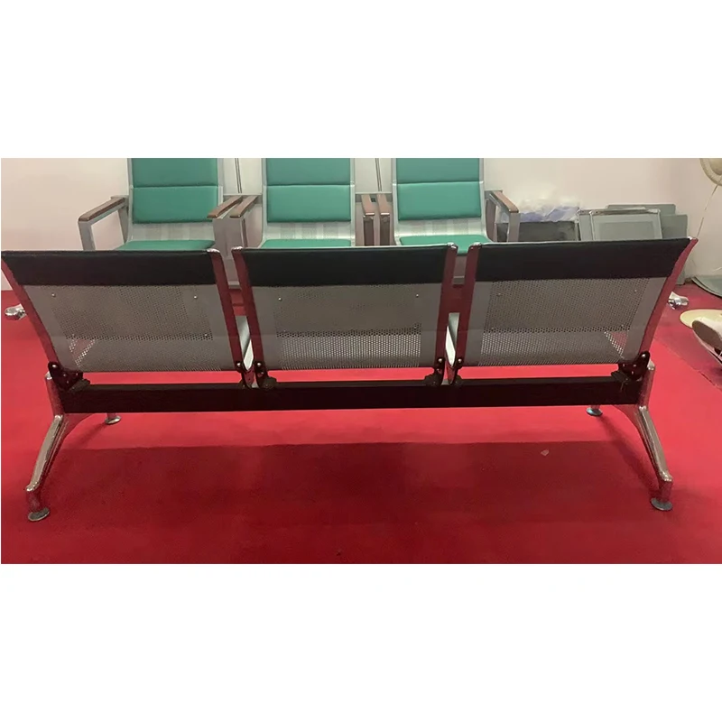Wholesale Garden Hotel Hospital 3 Seats Breathable Leather Seat Backrest Aluminum Chair with Armrest